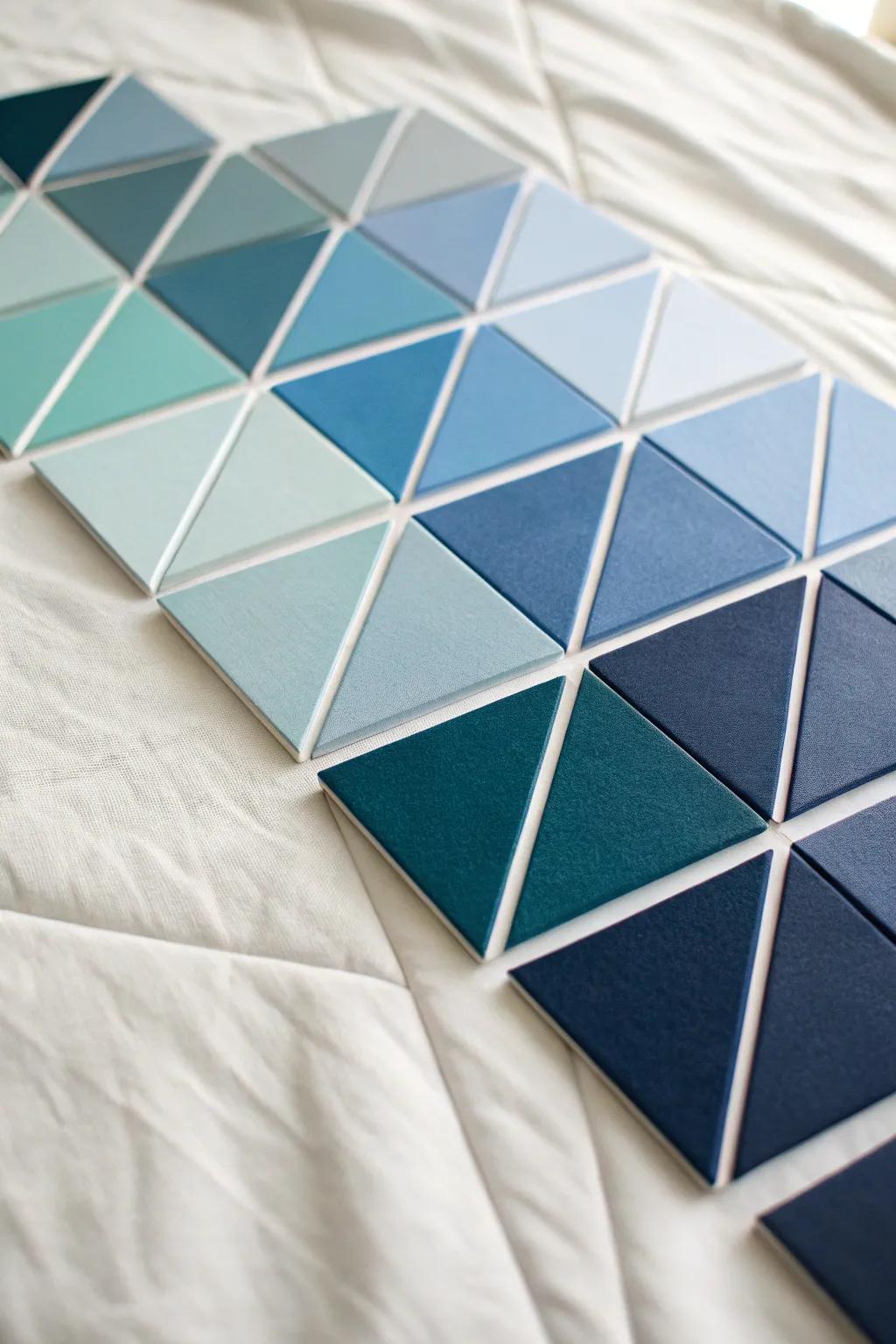 Transform your space with the soothing elegance of gradient triangle art.