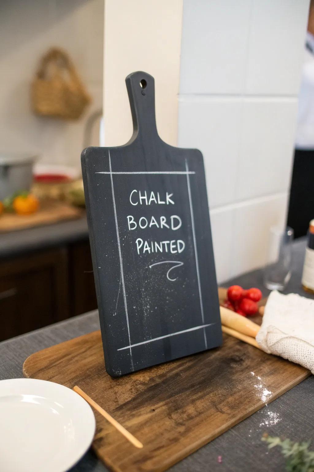 A versatile chalkboard cutting board for daily notes and doodles.