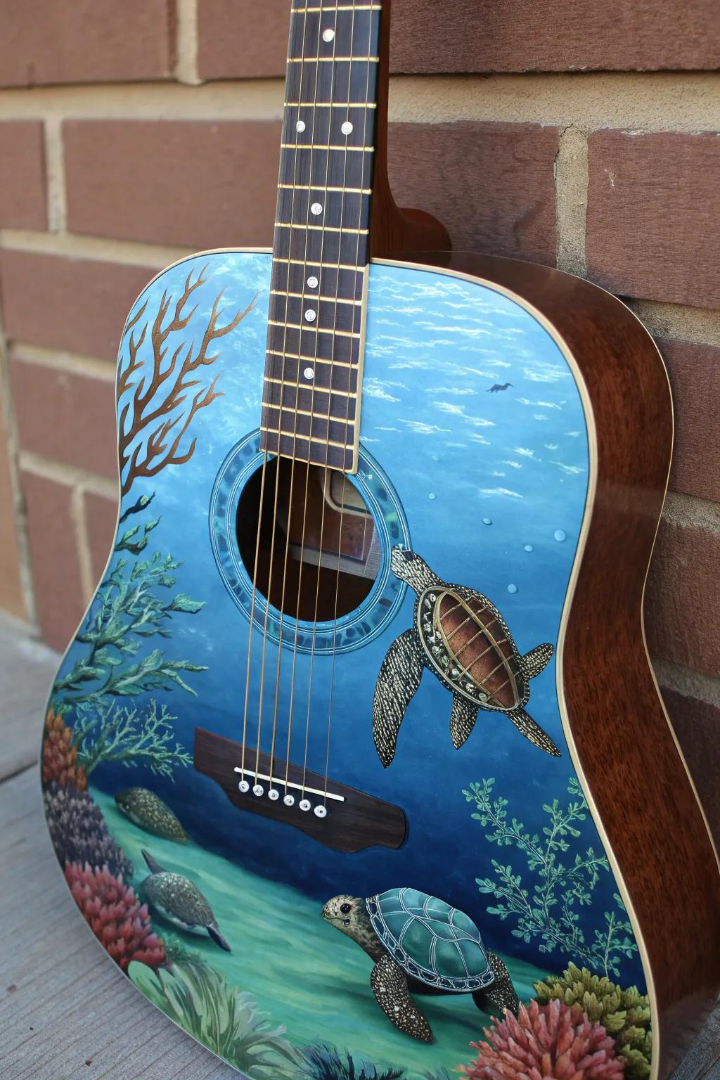 Strum the sea's melody with this ocean-inspired guitar masterpiece.