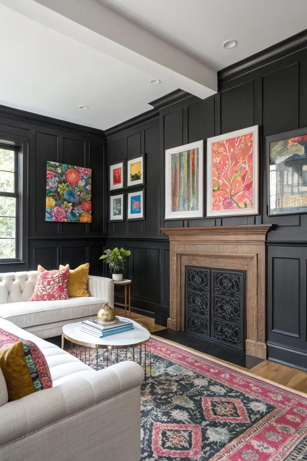 Black paneling adds a bold, contemporary edge to your decor.