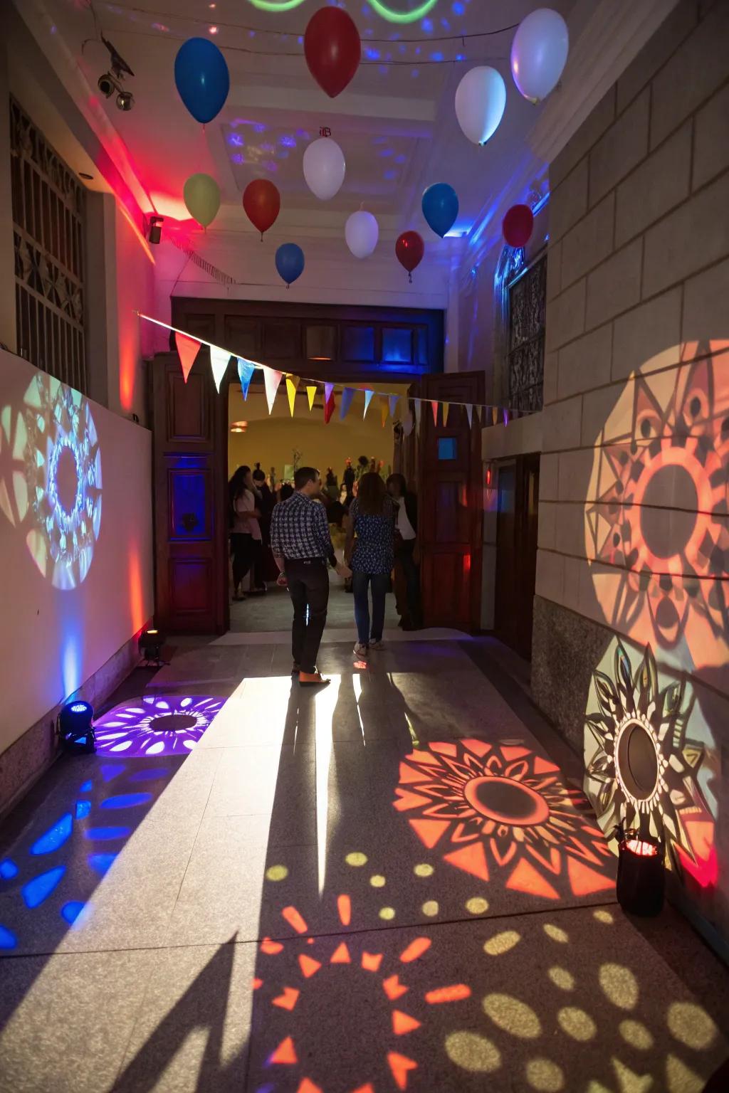 Transform your entrance with captivating light projections.