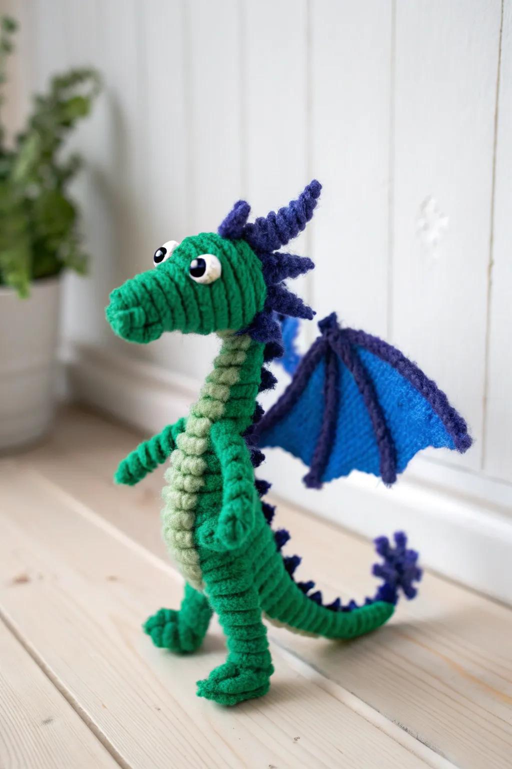 Unleash your imagination with this charming pipecleaner dragon puppet!