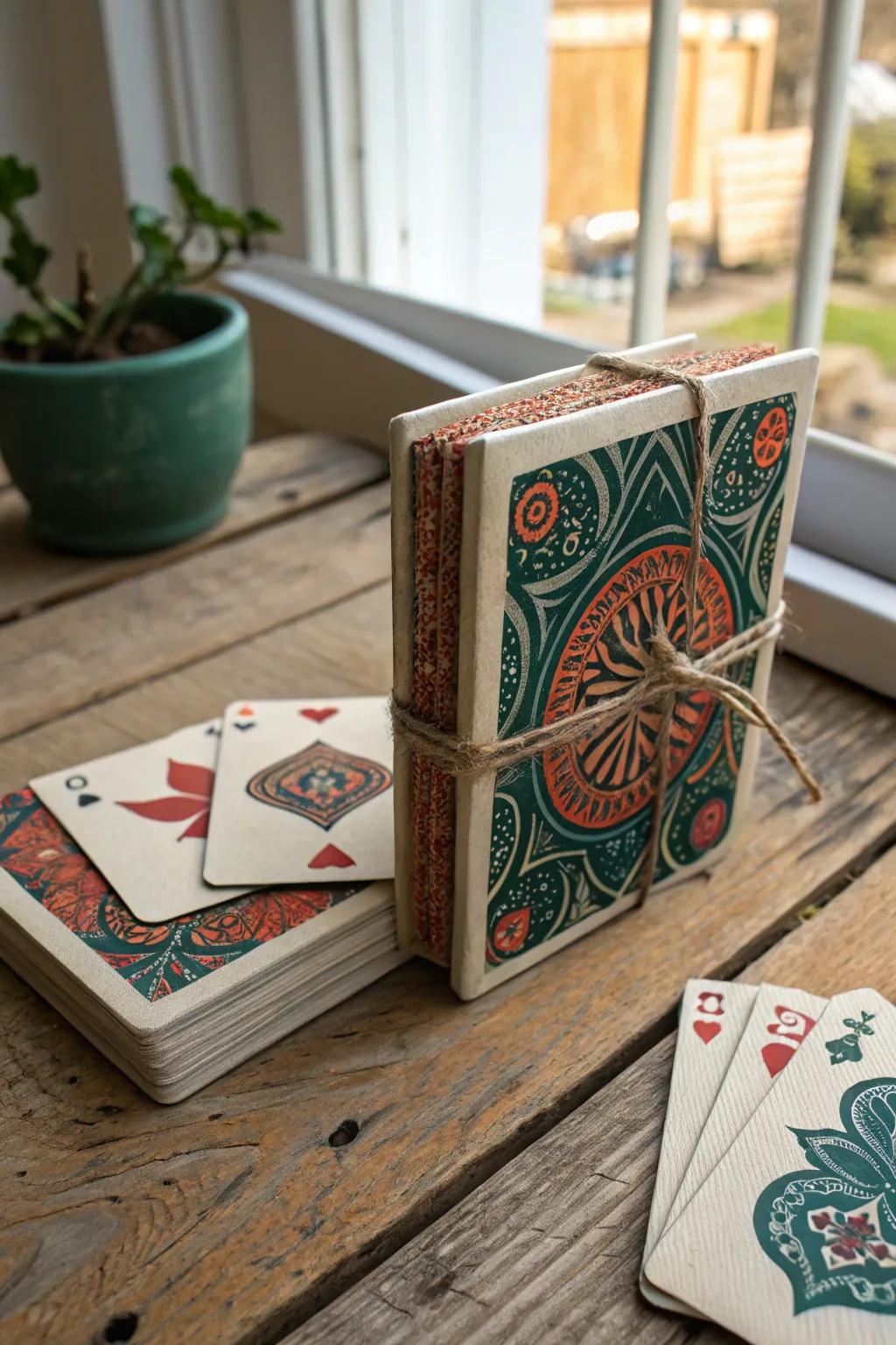 Craft a journey of love with a DIY playing card album, merging minimalist elegance with boho charm.