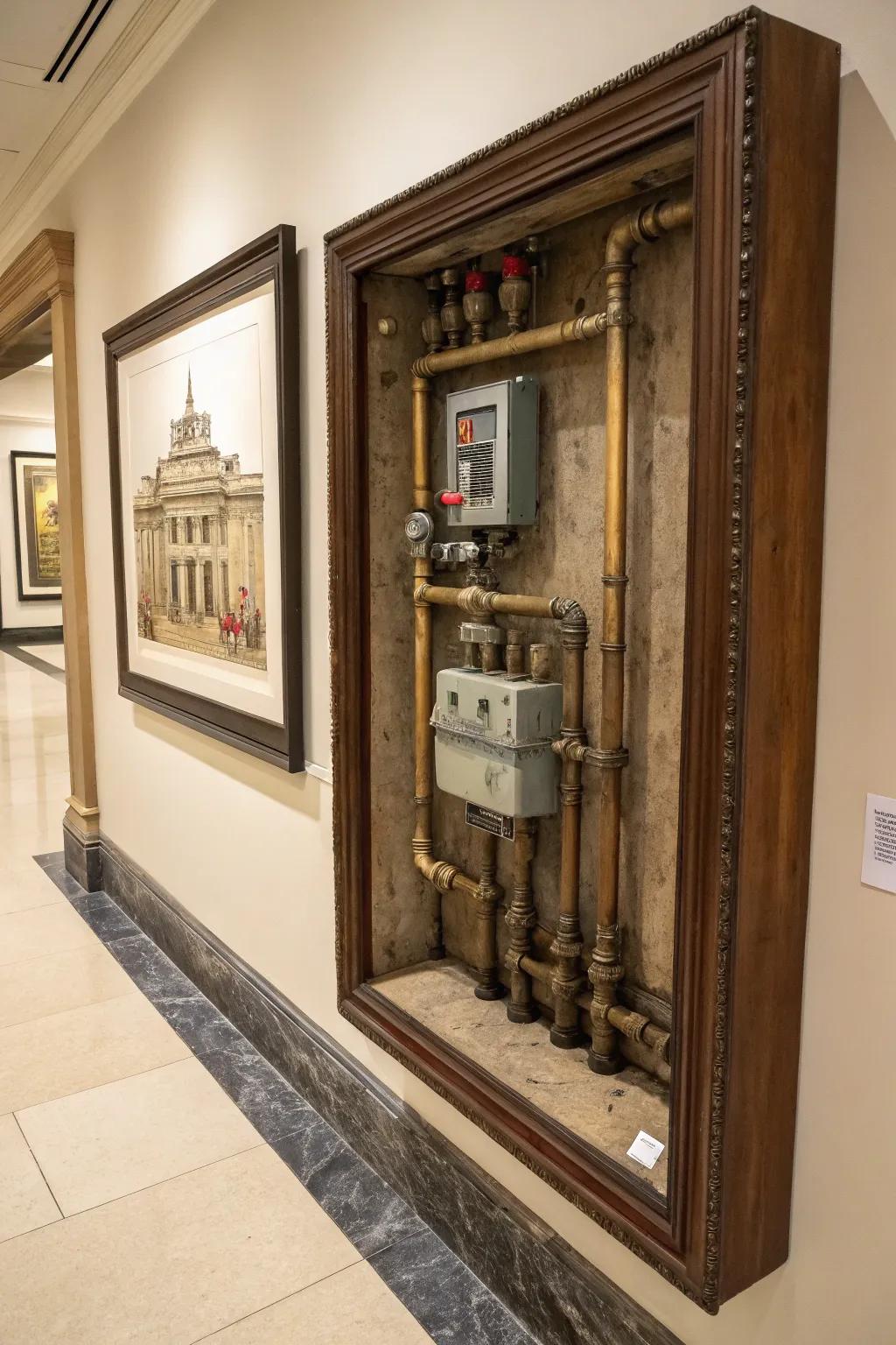 A piece of art that doubles as a clever plumbing access solution.