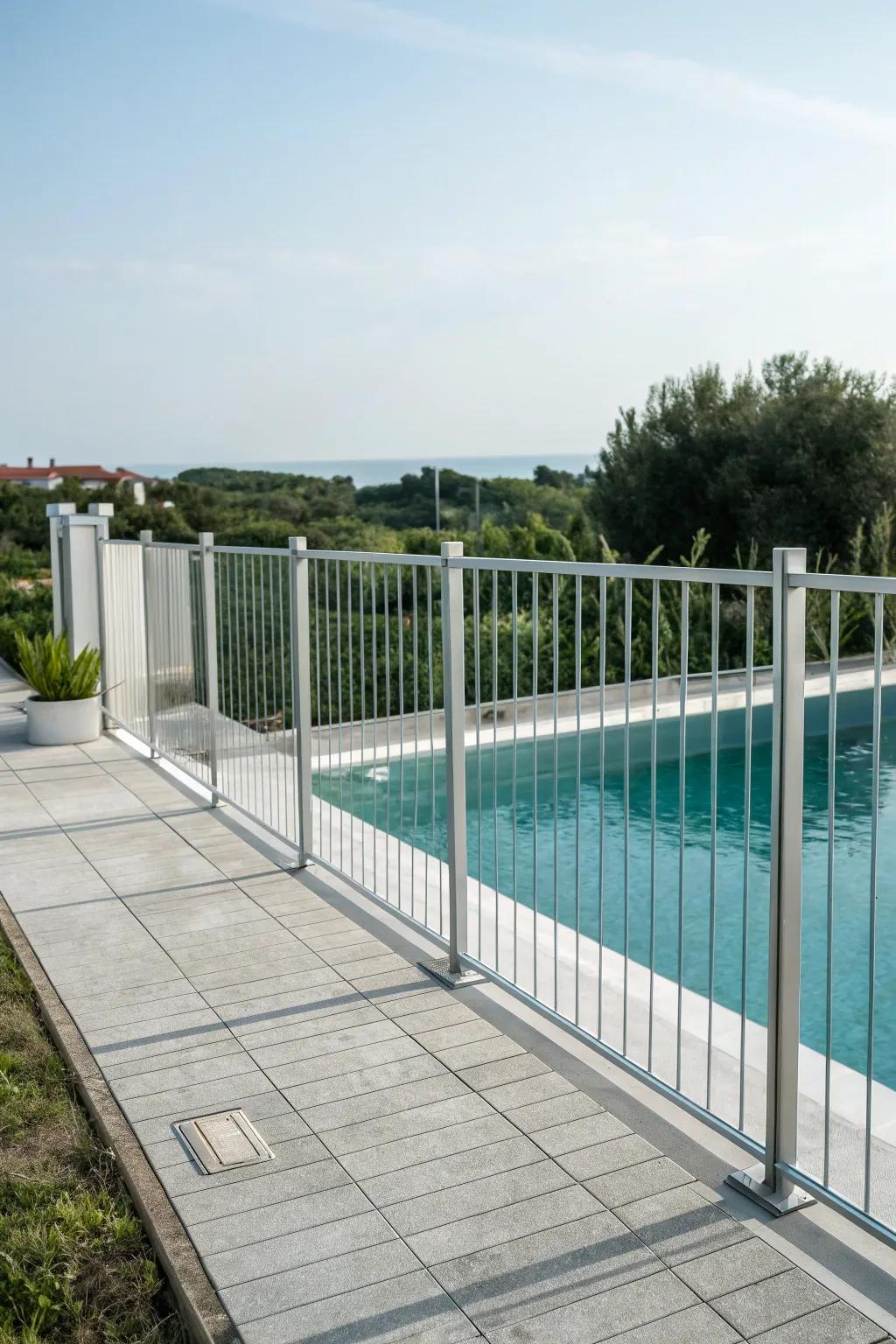 Modern minimalism with an aluminum pool fence.