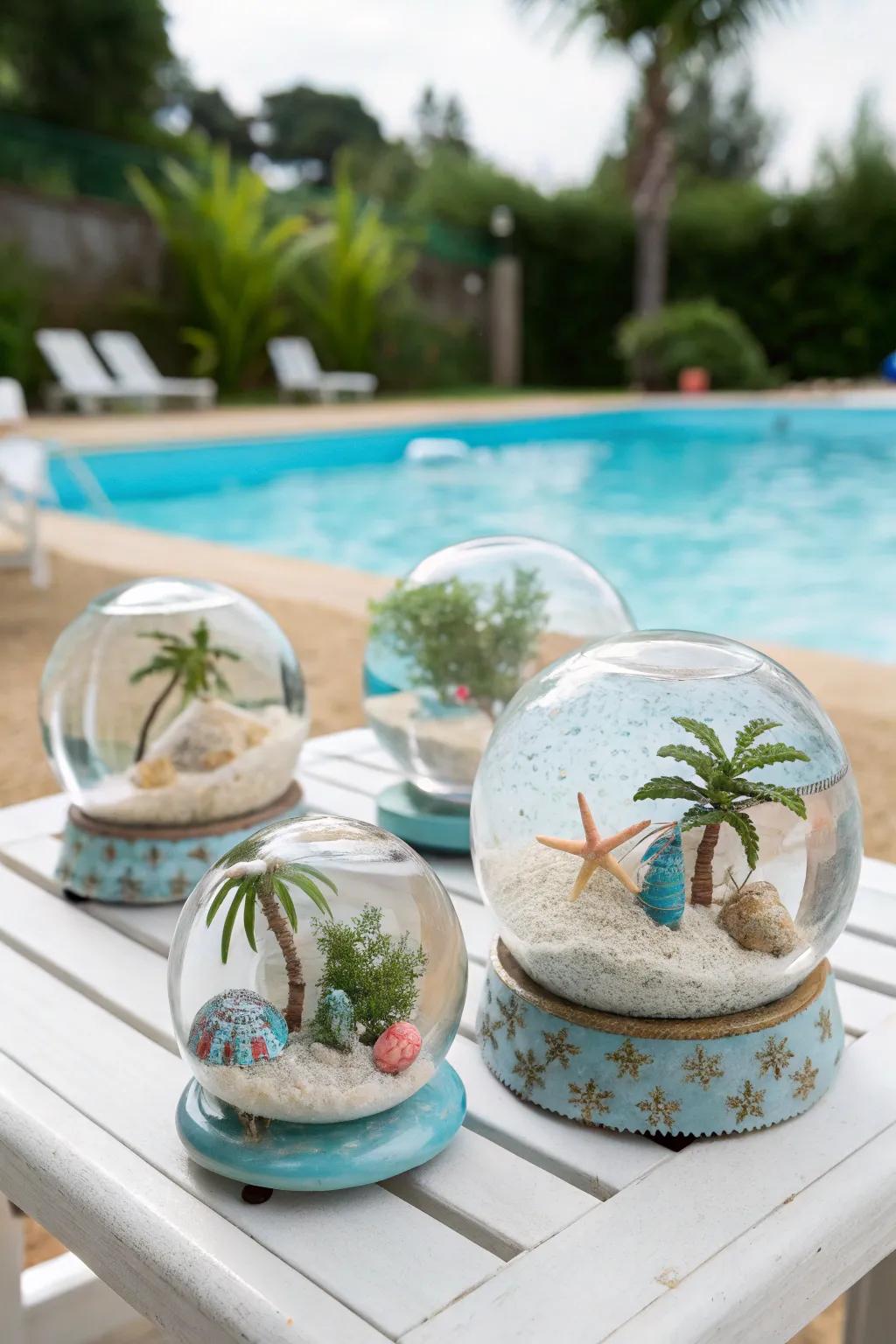 DIY snow globes add a personal touch to party favors.