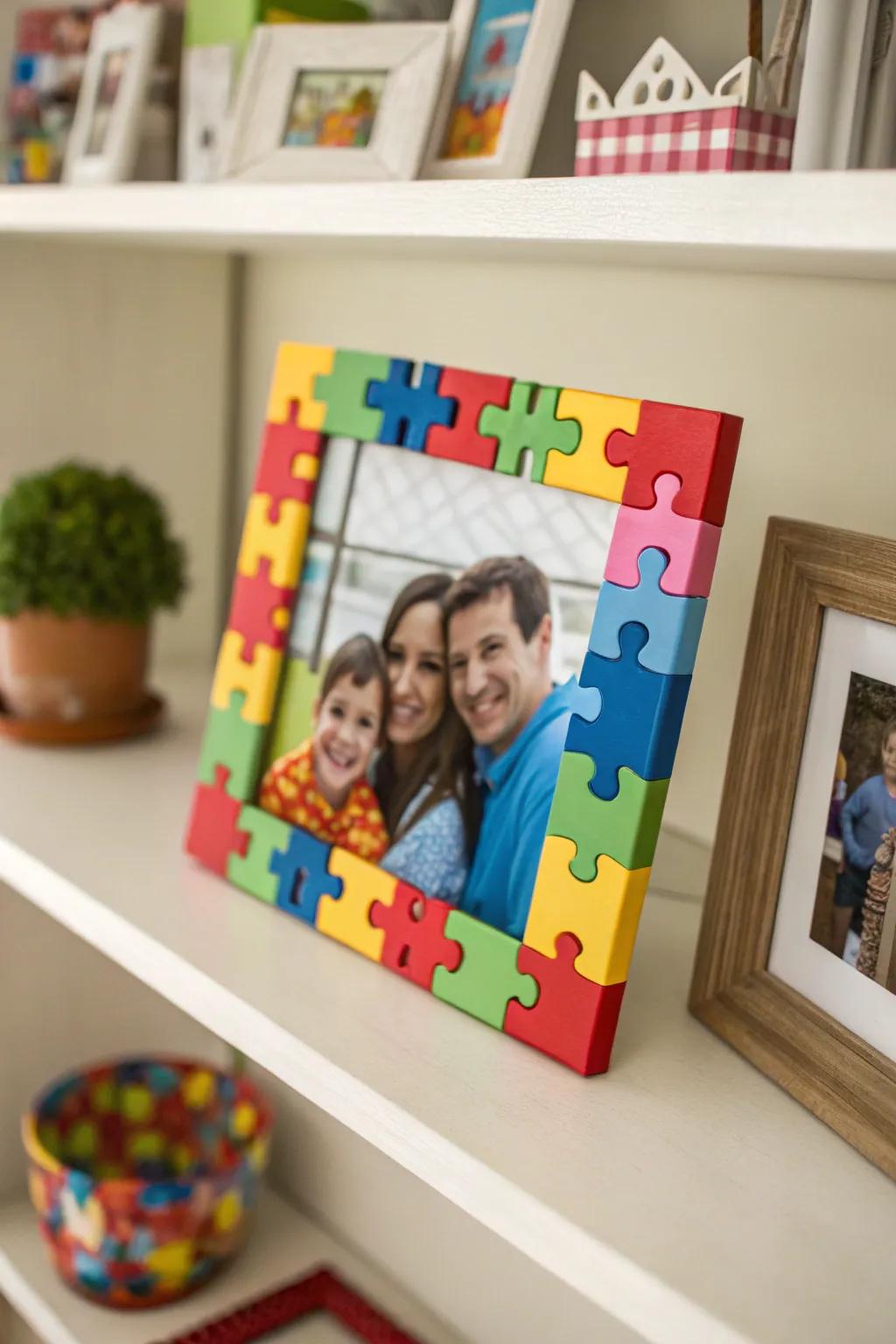 Add charm to your photos with a puzzle piece frame.