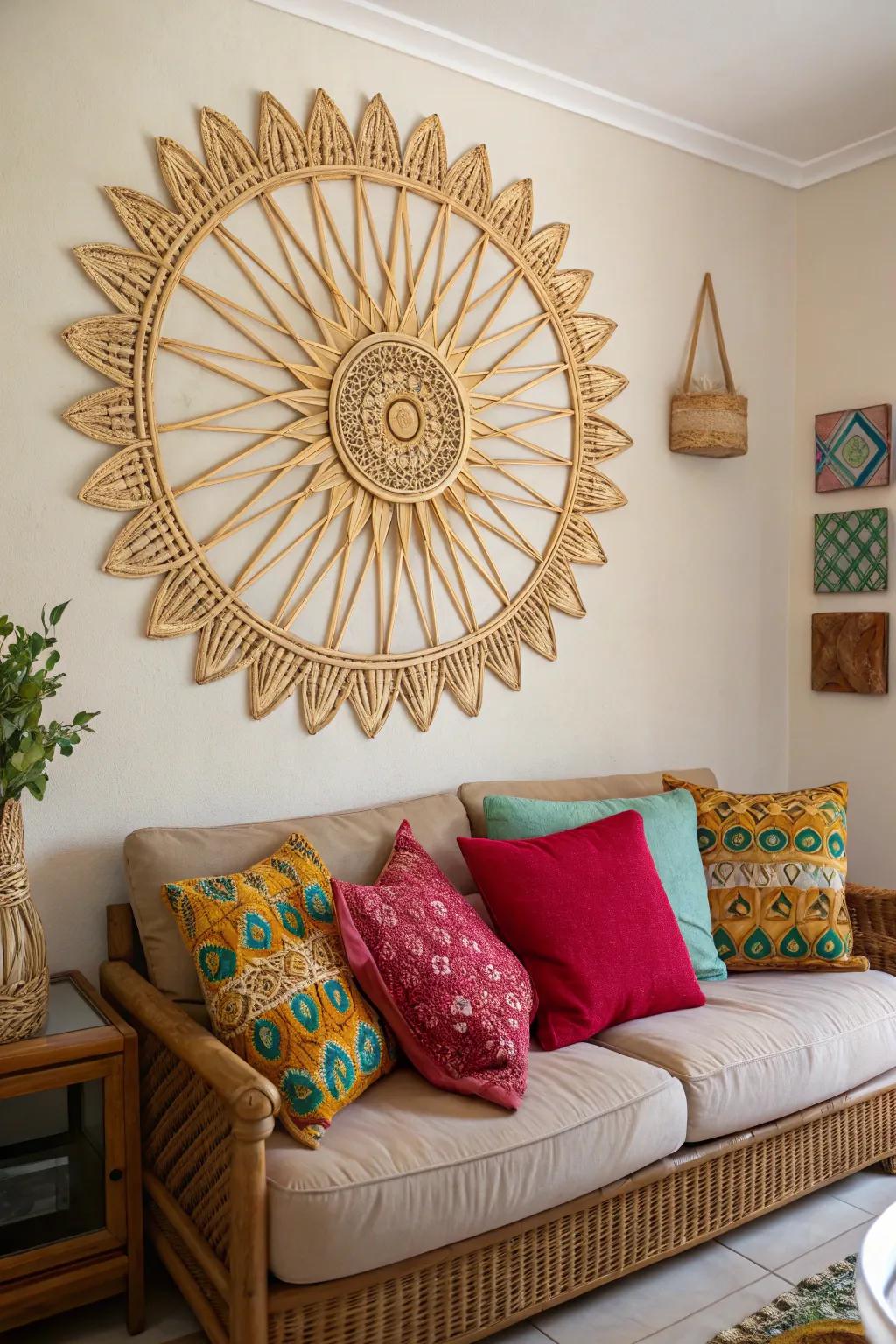 Rattan wall art can be a unique focal point.