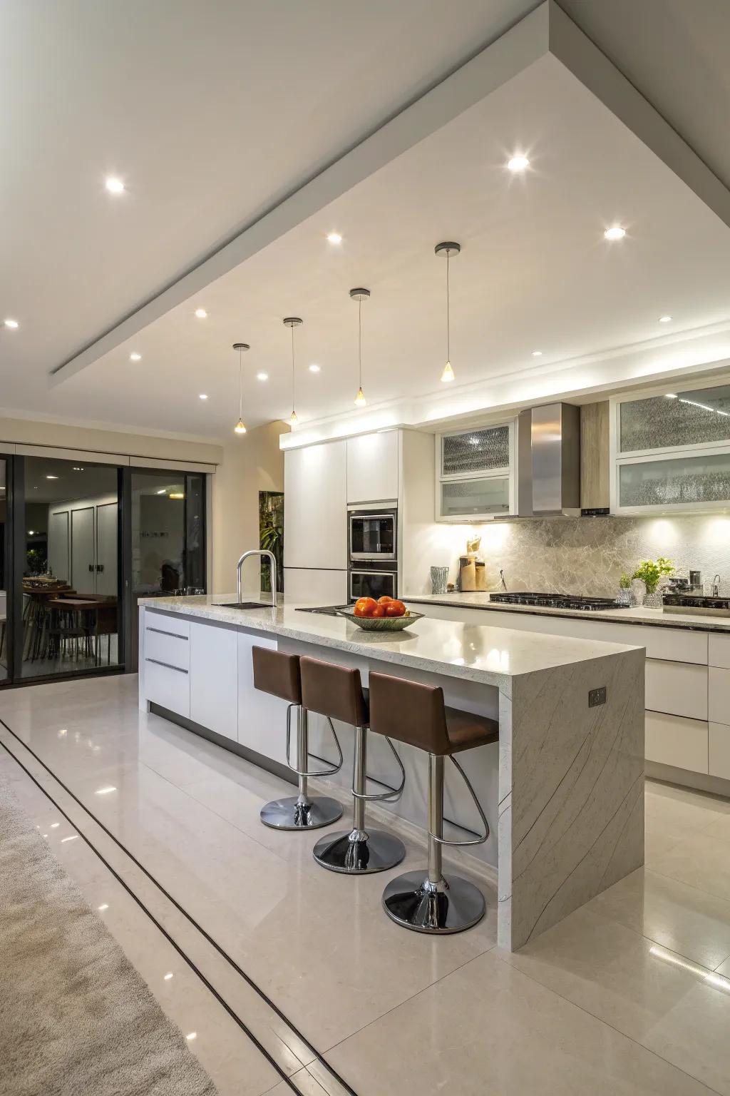 Functional and stylish, recessed lighting is perfect for kitchen islands.