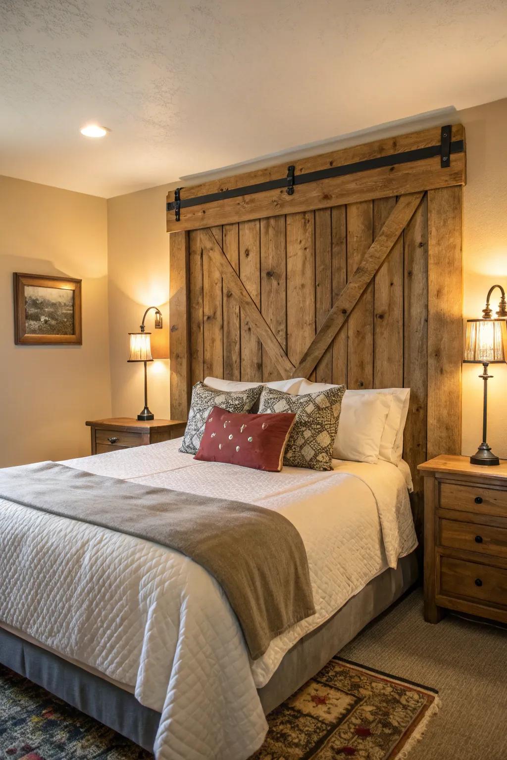 Enhance your bedroom's charm with a reclaimed wood headboard.