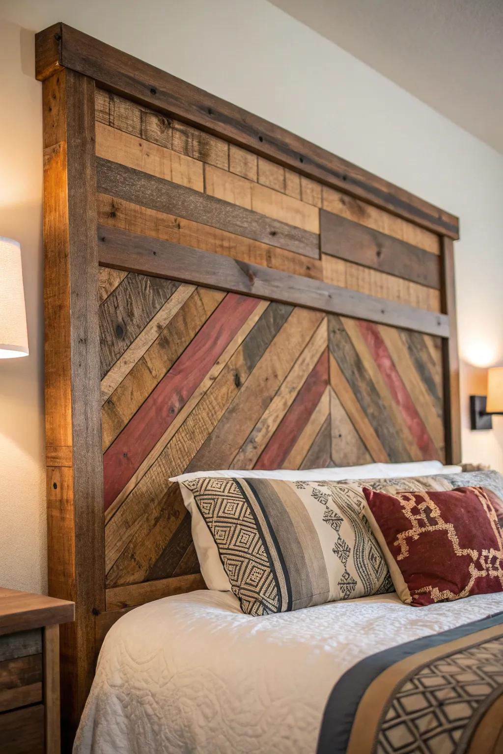 Transform your bedroom into a rustic retreat with this stunning barn wood headboard.