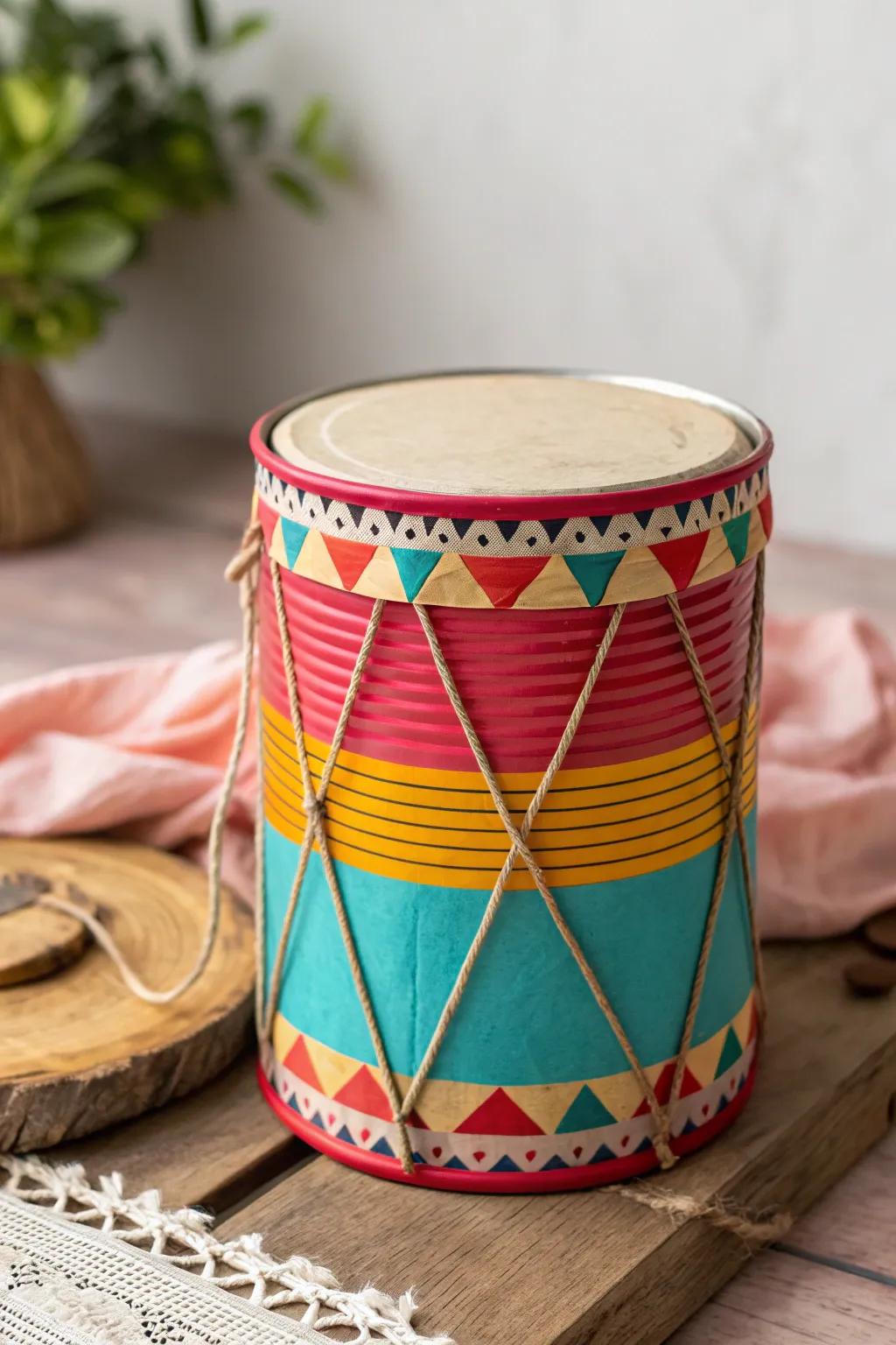 Crafting fun: Transform everyday tin cans into vibrant musical drums!