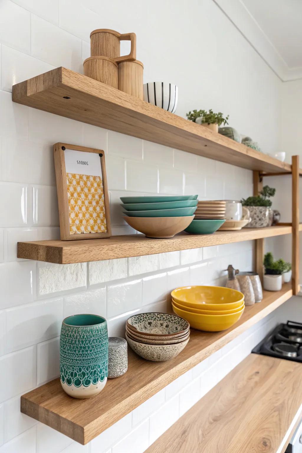Embrace simplicity and style with open shelving – where your favorite dishes become art.
