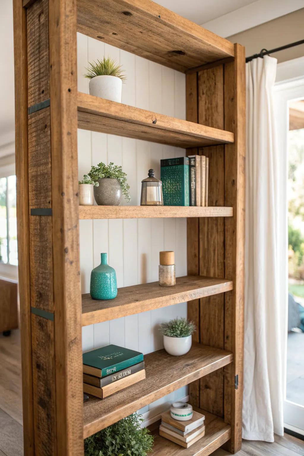 Transform your space with the rustic charm of reclaimed wood 📚✨
