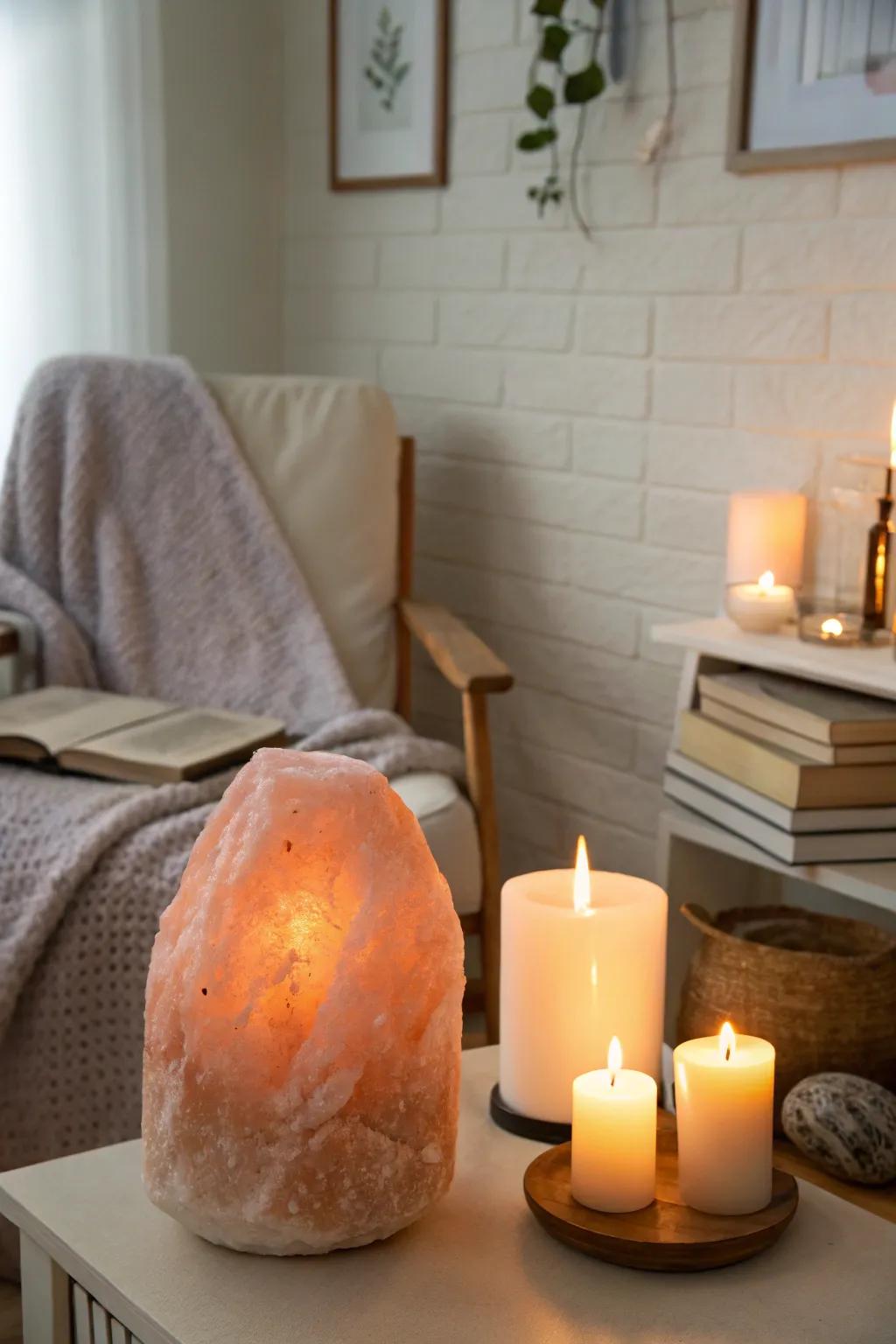 Soft lighting creates a tranquil atmosphere.