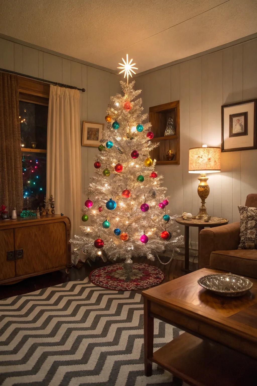 Aluminum trees are a bold, iconic choice for a vintage look.