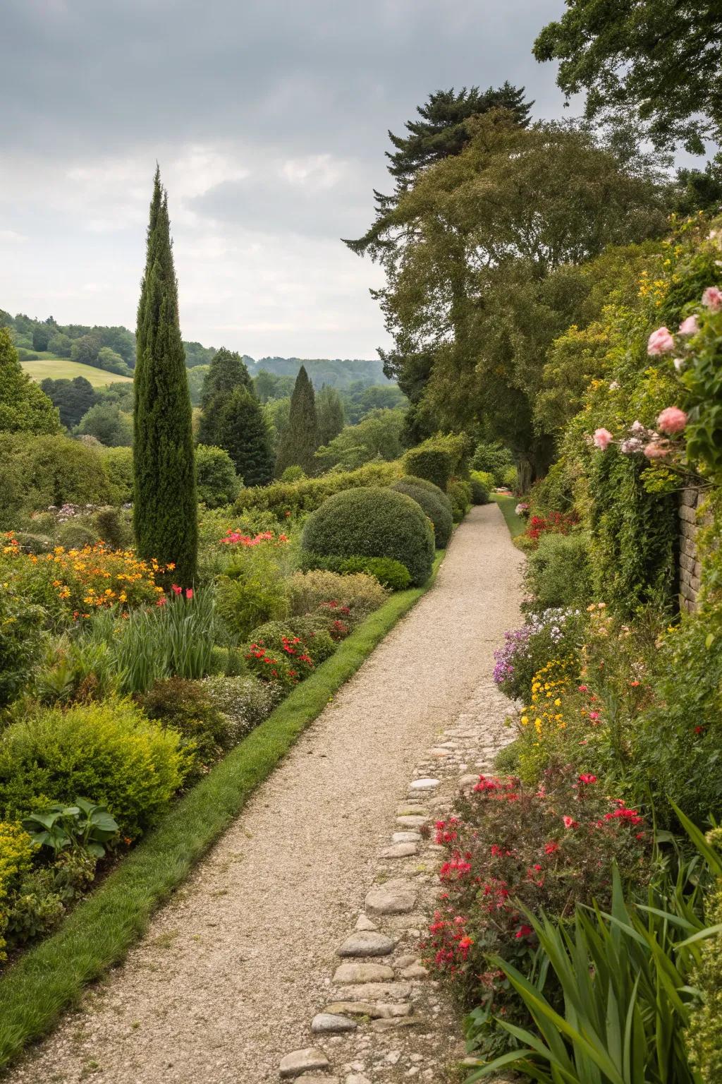 Crushed rock pathways add rustic charm and functionality to garden spaces.