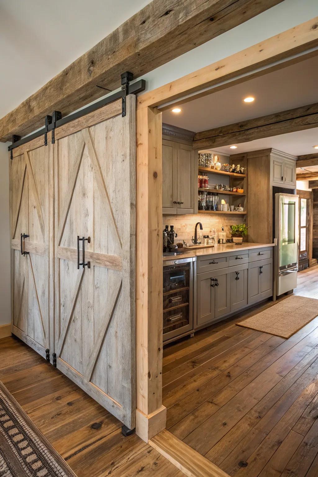 A farmhouse-style bar cabinet, perfect for vintage lovers.