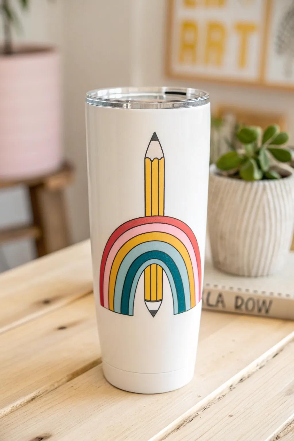 Elevate your school days with this charming, handcrafted tumbler—where minimalist design meets playful school-themed graphics.