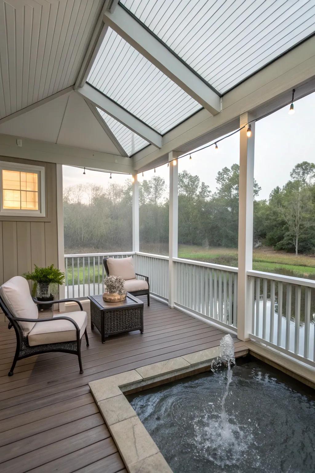 A Zen retreat on your screened porch fosters relaxation and peace.