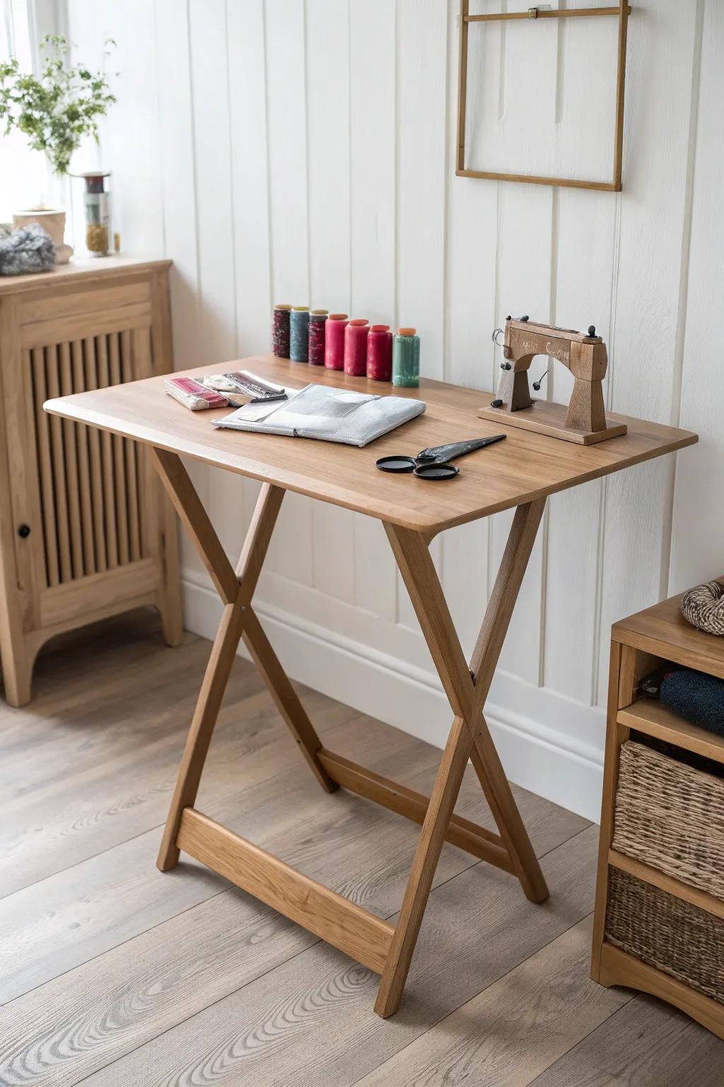Transform your sewing space with versatile furniture: where minimalist design meets vibrant creativity.
