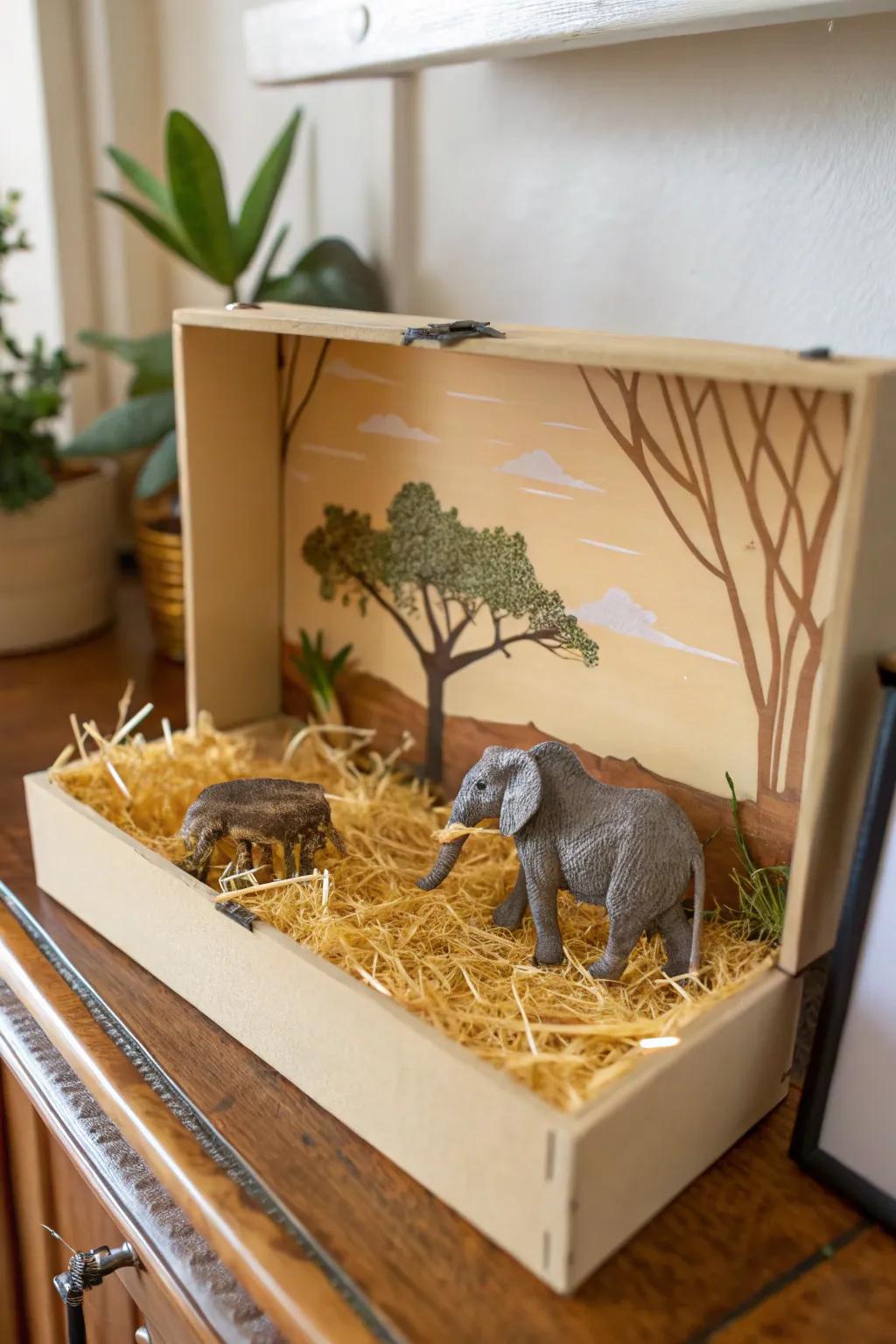 Capture the spirit of the African savanna with this creative shoebox display.