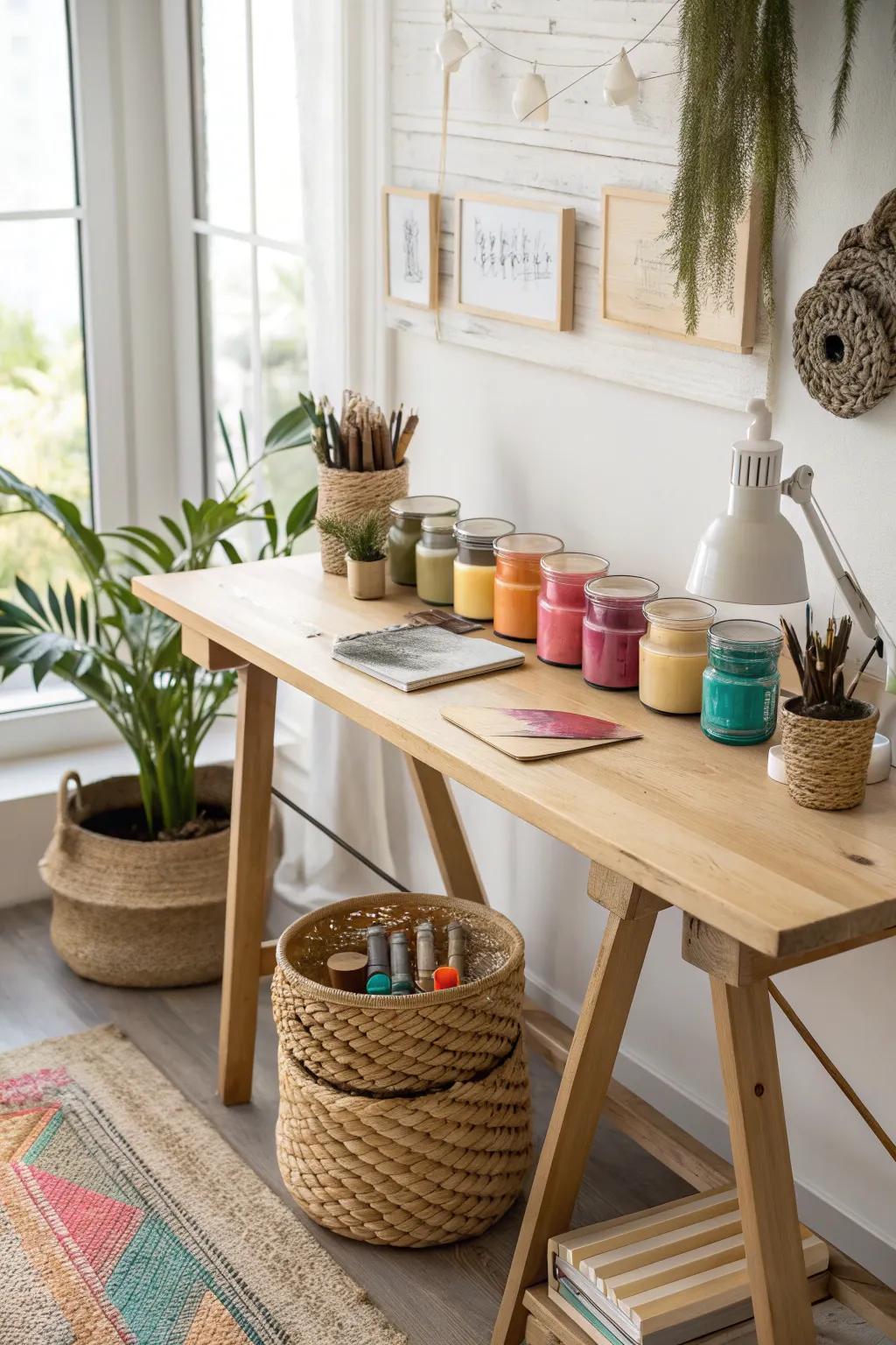 Brighten up your creative space with a splash of color and natural beauty. #SlimeStation #MinimalistBoho