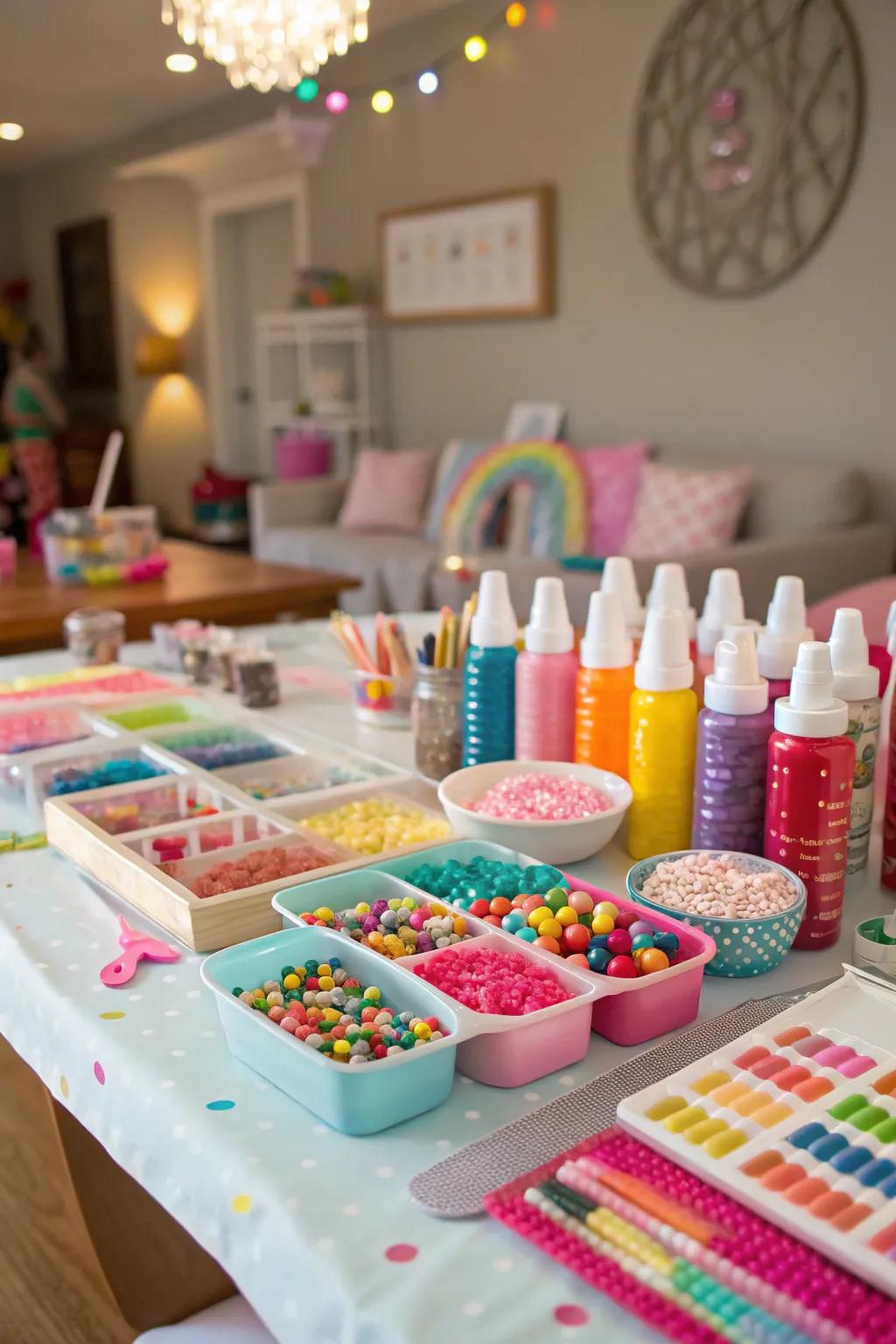 A crafting party allows guests to create and take home their own creations.