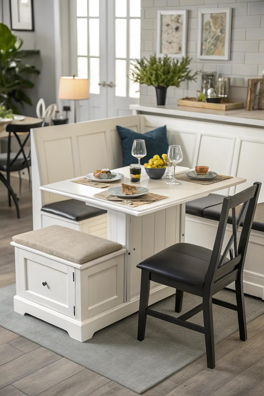 Multipurpose furniture maximizes utility in small areas.