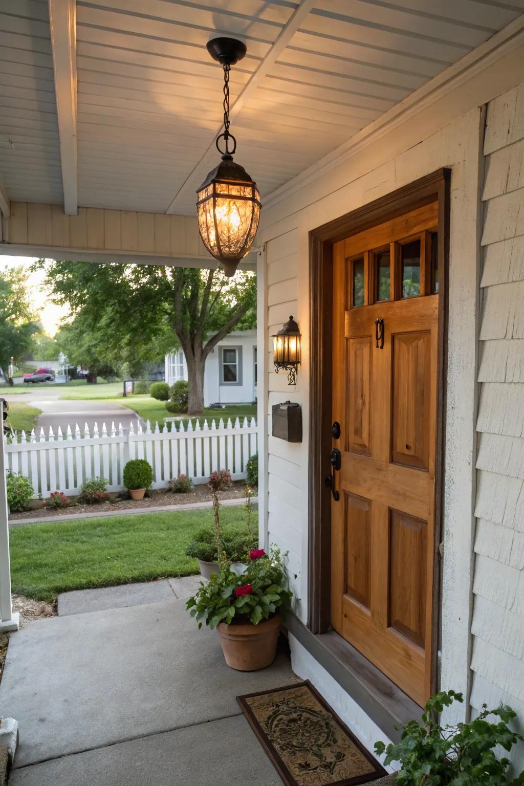 Vintage lighting adds character to any porch.