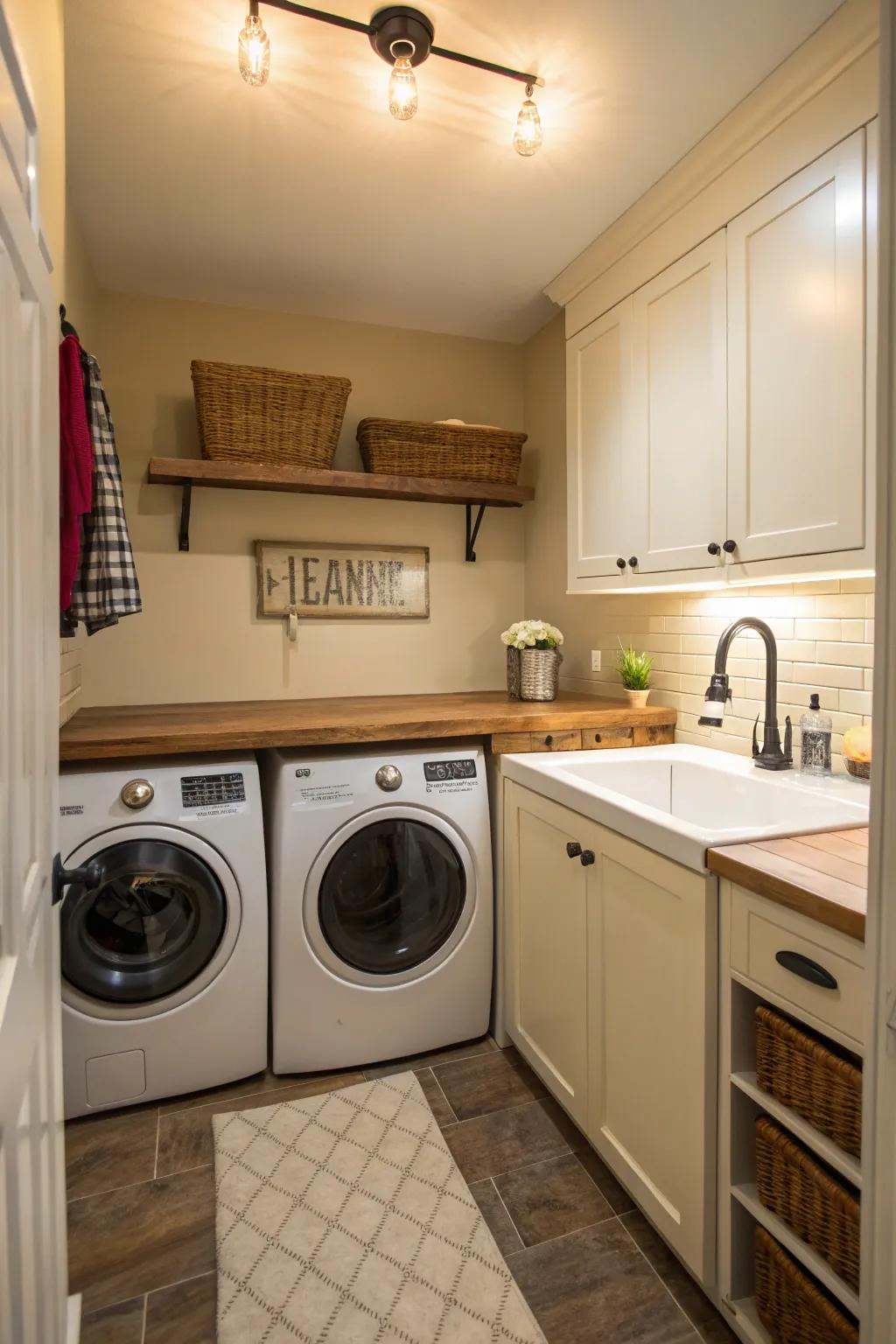 A countertop over appliances adds functionality.