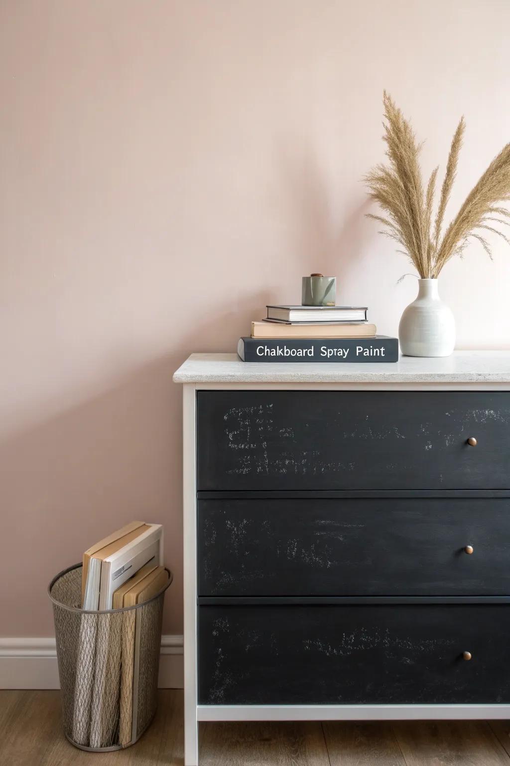 Transform your dresser into a canvas of creativity with chalkboard spray paint – where functional meets artistic flair.