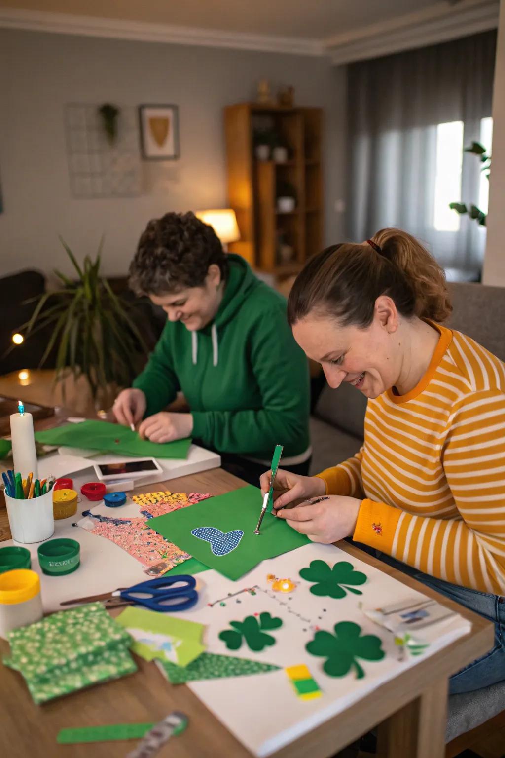 Crafting together: A creative way to celebrate St. Patrick's Day.