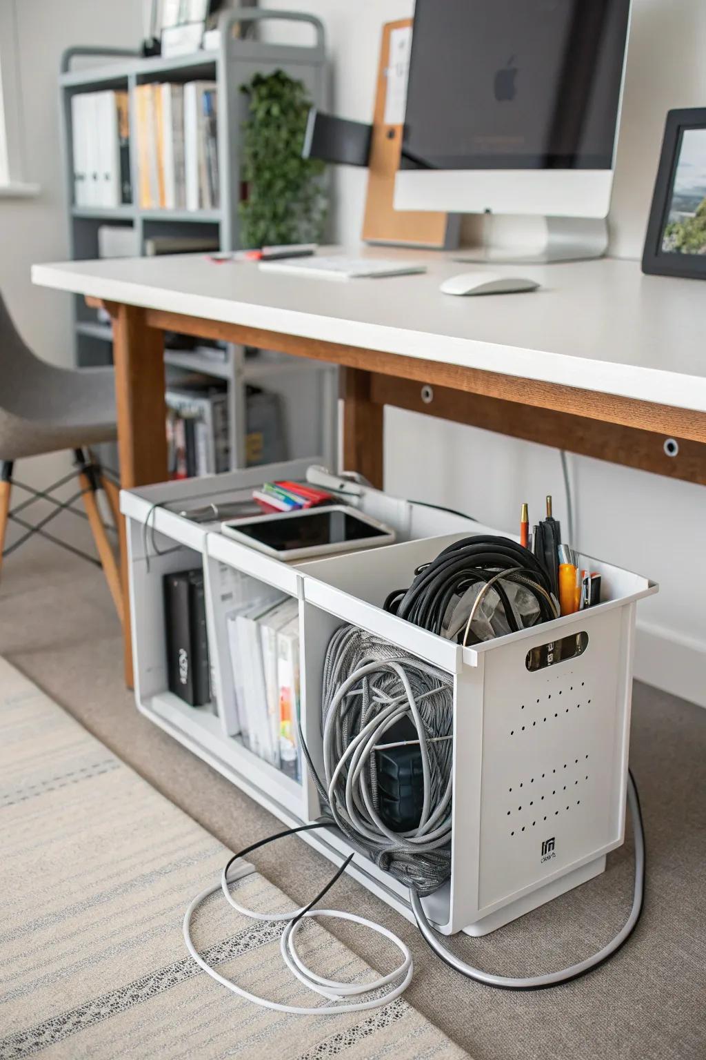 Keep cables out of sight with a stylish cable management box.