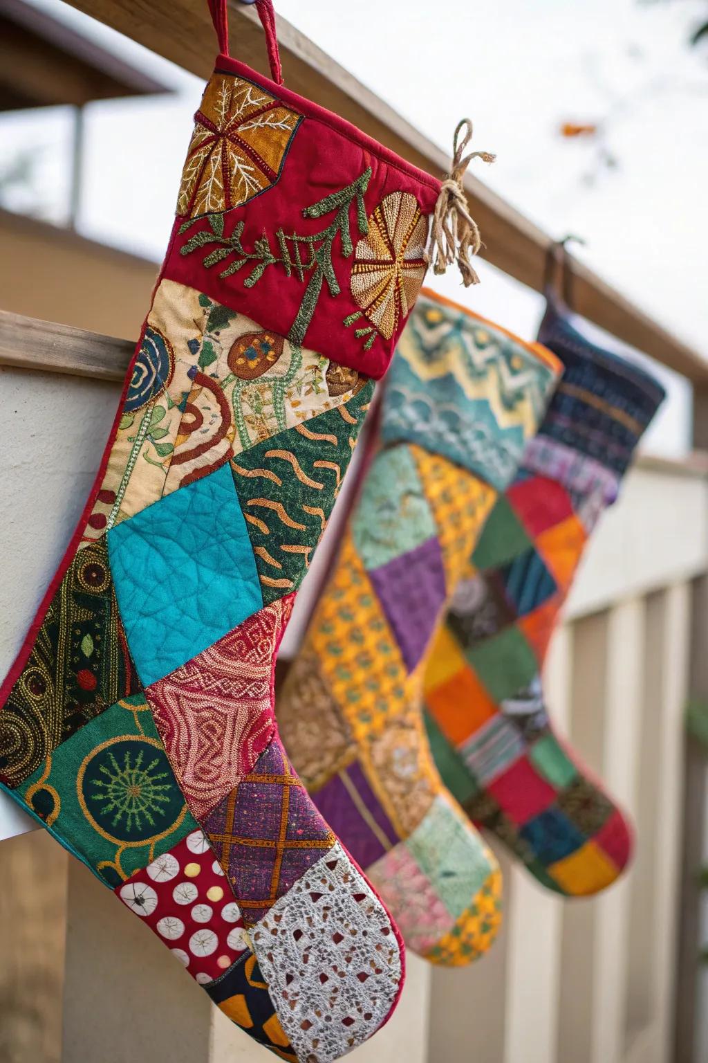 Patchwork stockings full of character.