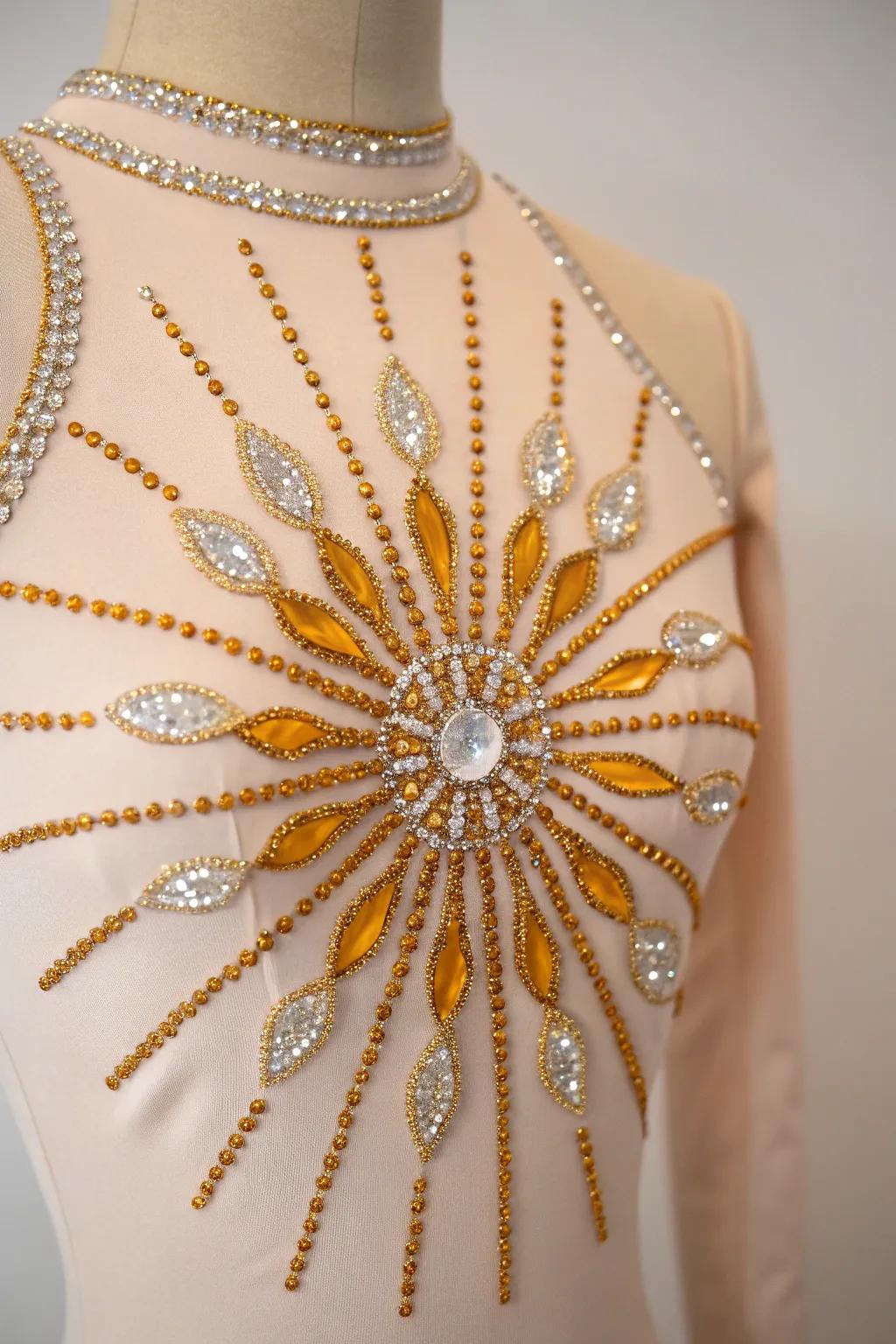 Illuminate the stage with a radiant sunburst design that captures the essence of summer's glow.