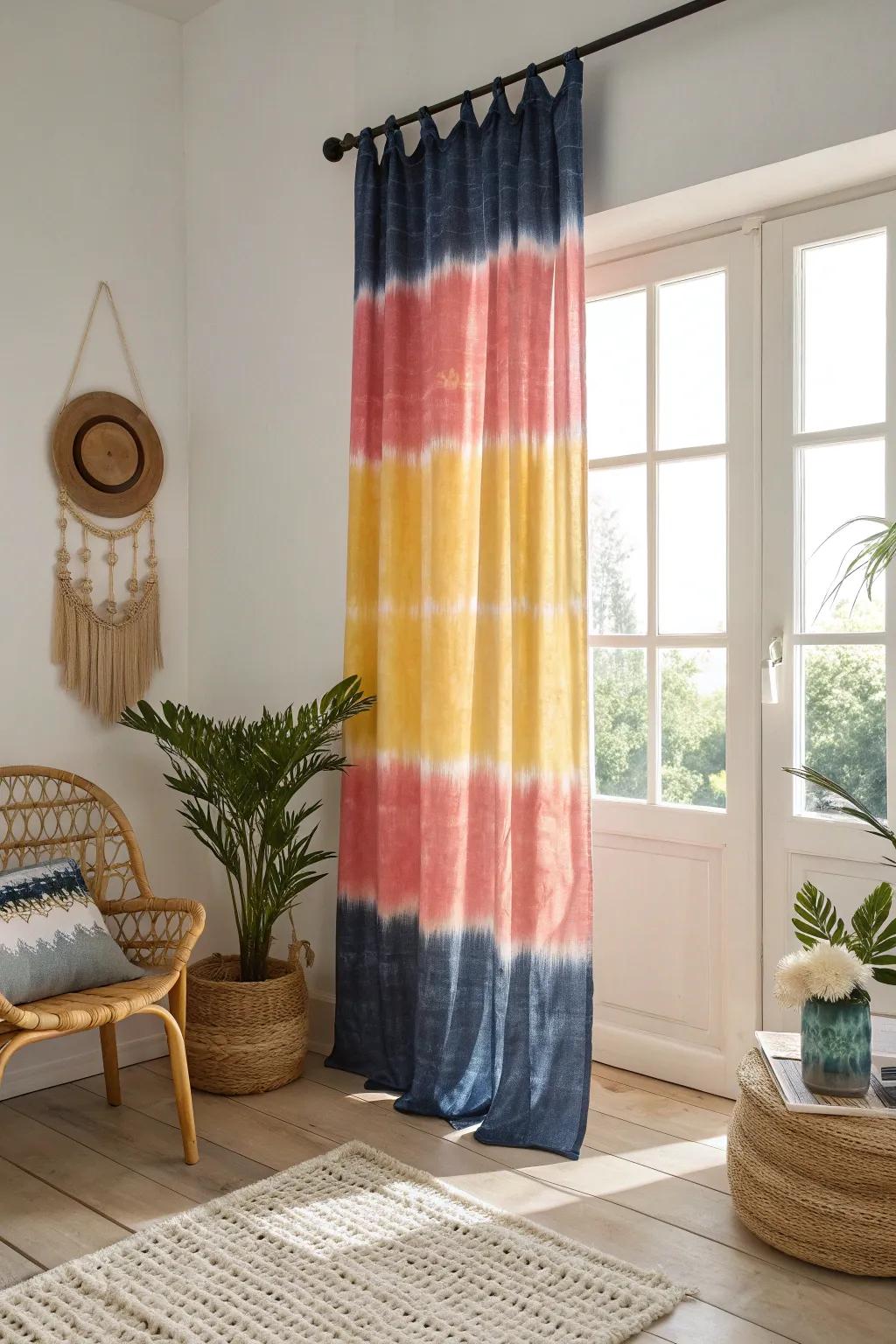 Add a splash of color and warmth to your space with boho-chic tie dye curtains!