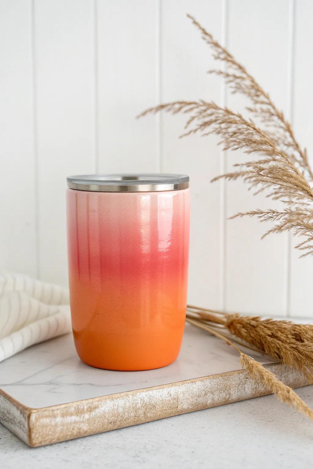 Hold a piece of the sunset with our Sunset Ombre tumbler – where minimalism meets nature's palette.