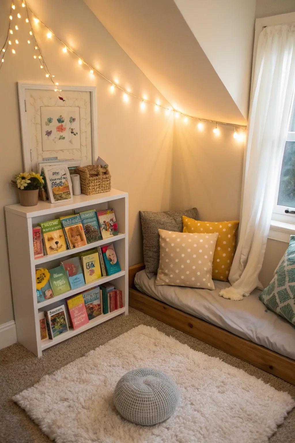 Encourage storytime with a cozy reading corner.