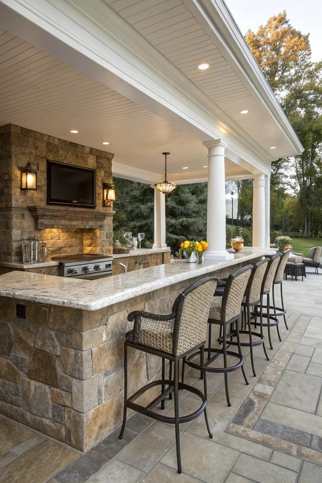 Add elegance with a stone bar design.