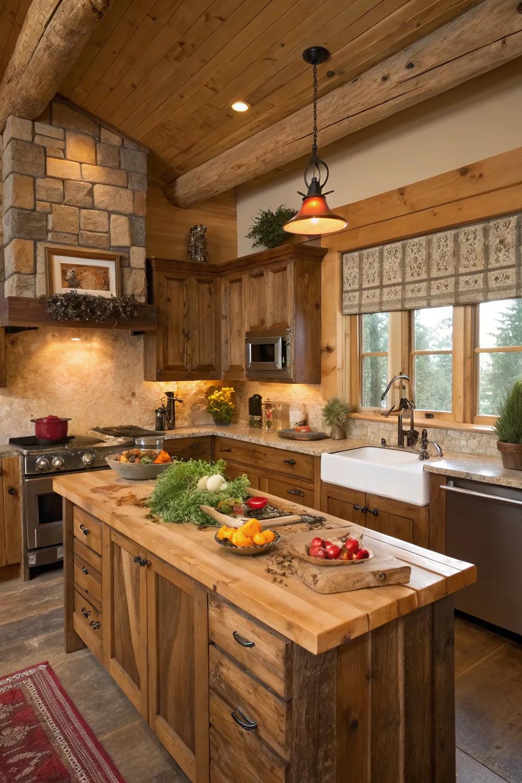 Butcher block countertops exude warmth and are perfect for a rustic kitchen vibe.