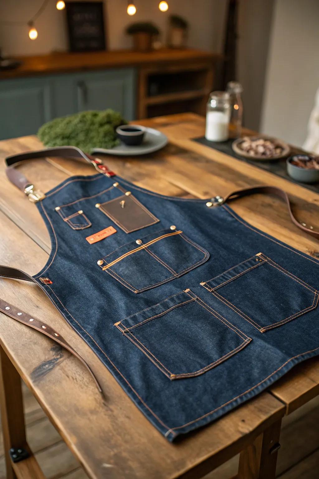 Transform your old jeans into a stylish denim apron – perfect for the creative chef!