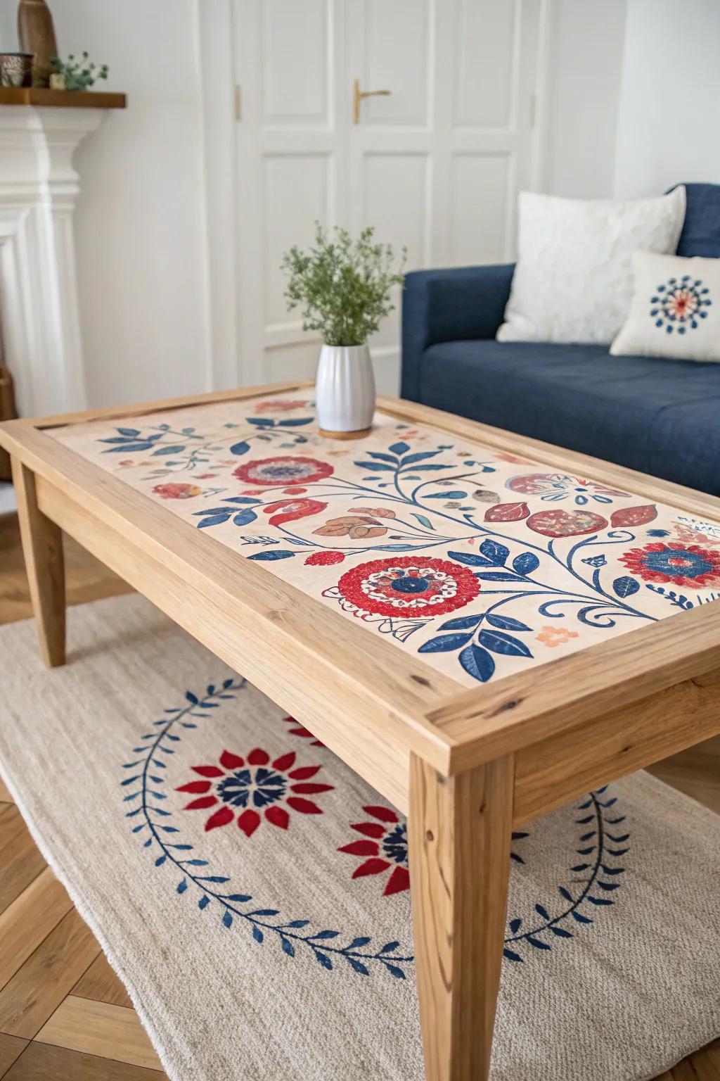 Elevate your space with a touch of artistry—upcycle your table with bold floral stencils for a fresh, minimalist look!