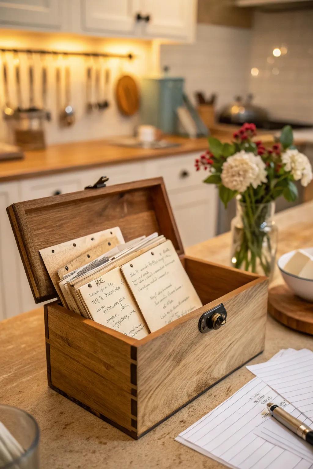 A custom recipe box, filled with favorite and future culinary adventures.