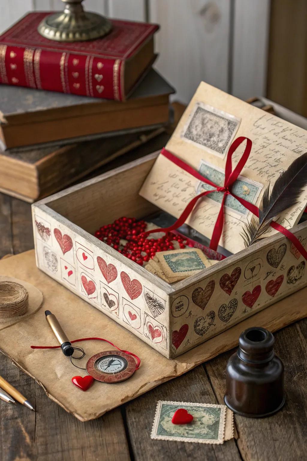 Capture the charm of yesteryear with a vintage love letters box.