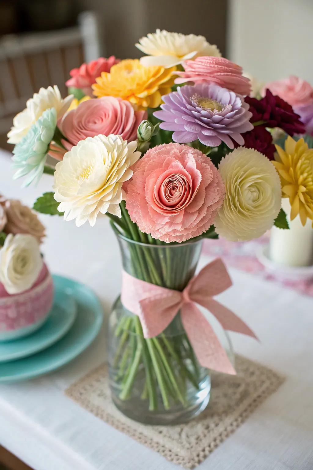 Scented paper flowers add both beauty and aroma.