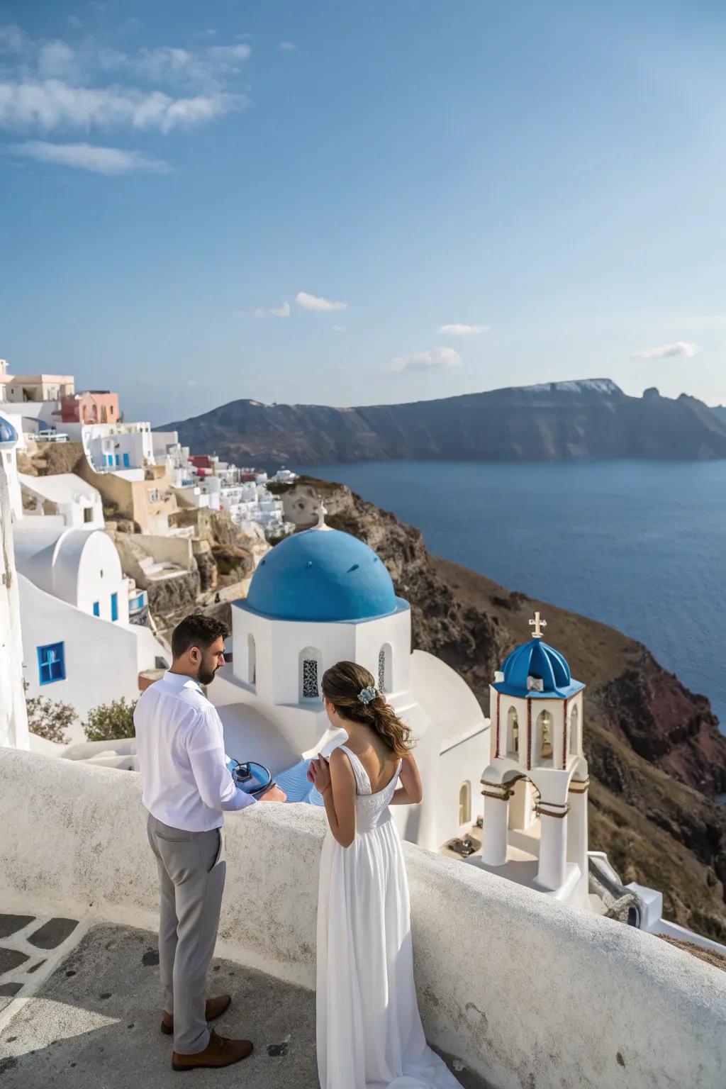 A destination vow renewal in the stunning setting of Santorini.