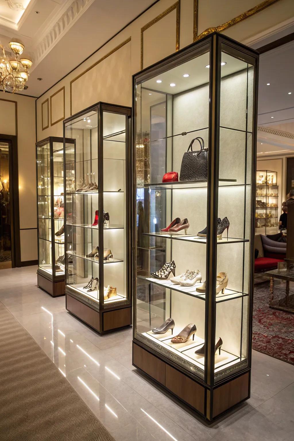 Glass cases turn your shoes into a glamorous display.