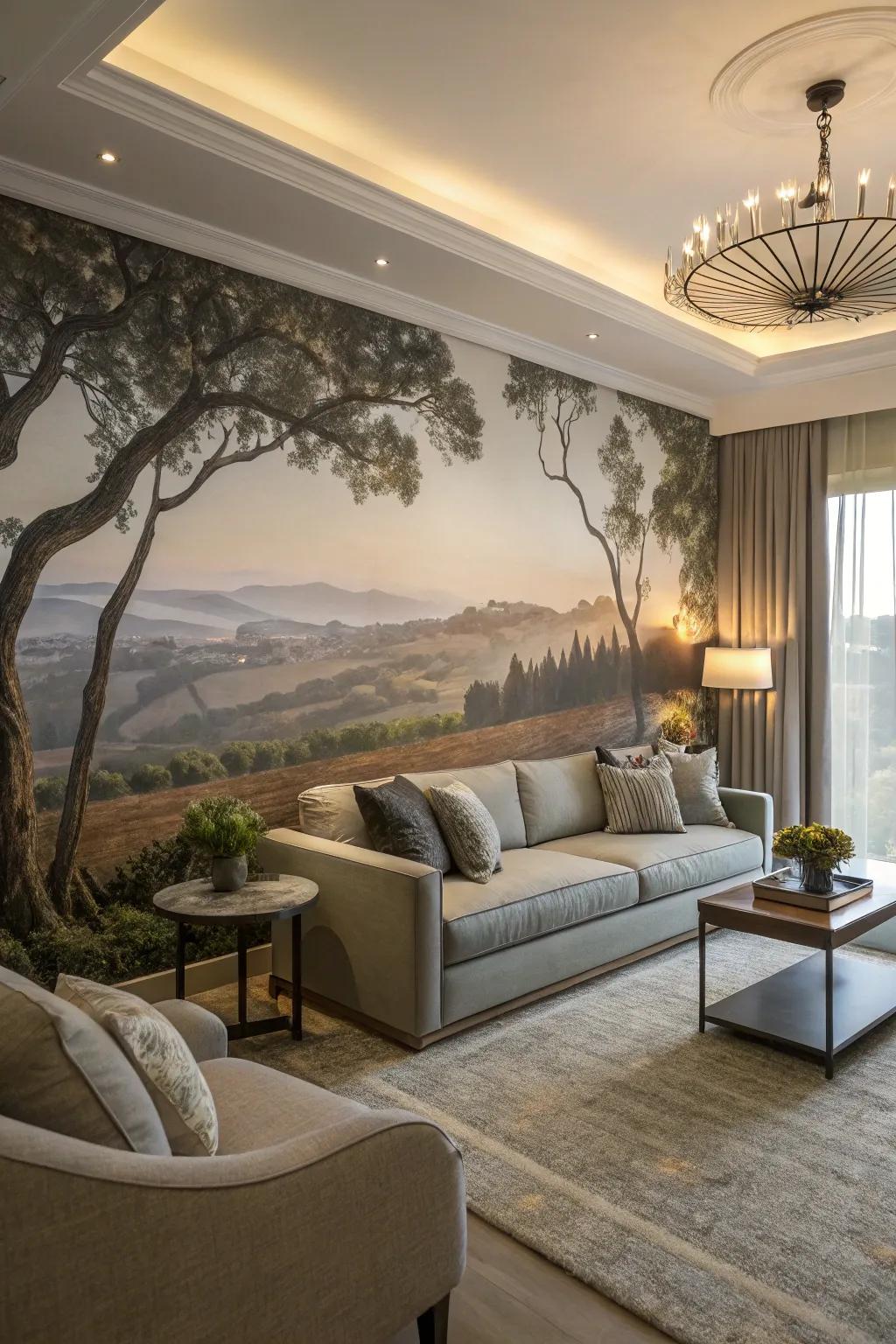 A wallpaper mural turns your wall into a work of art.