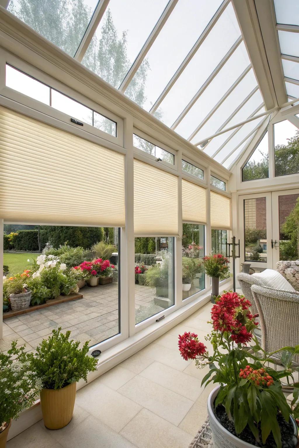 Conservatory blinds ensure a comfortable space year-round.